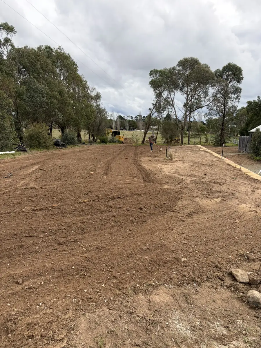 Levelled earthwork site prepared for construction